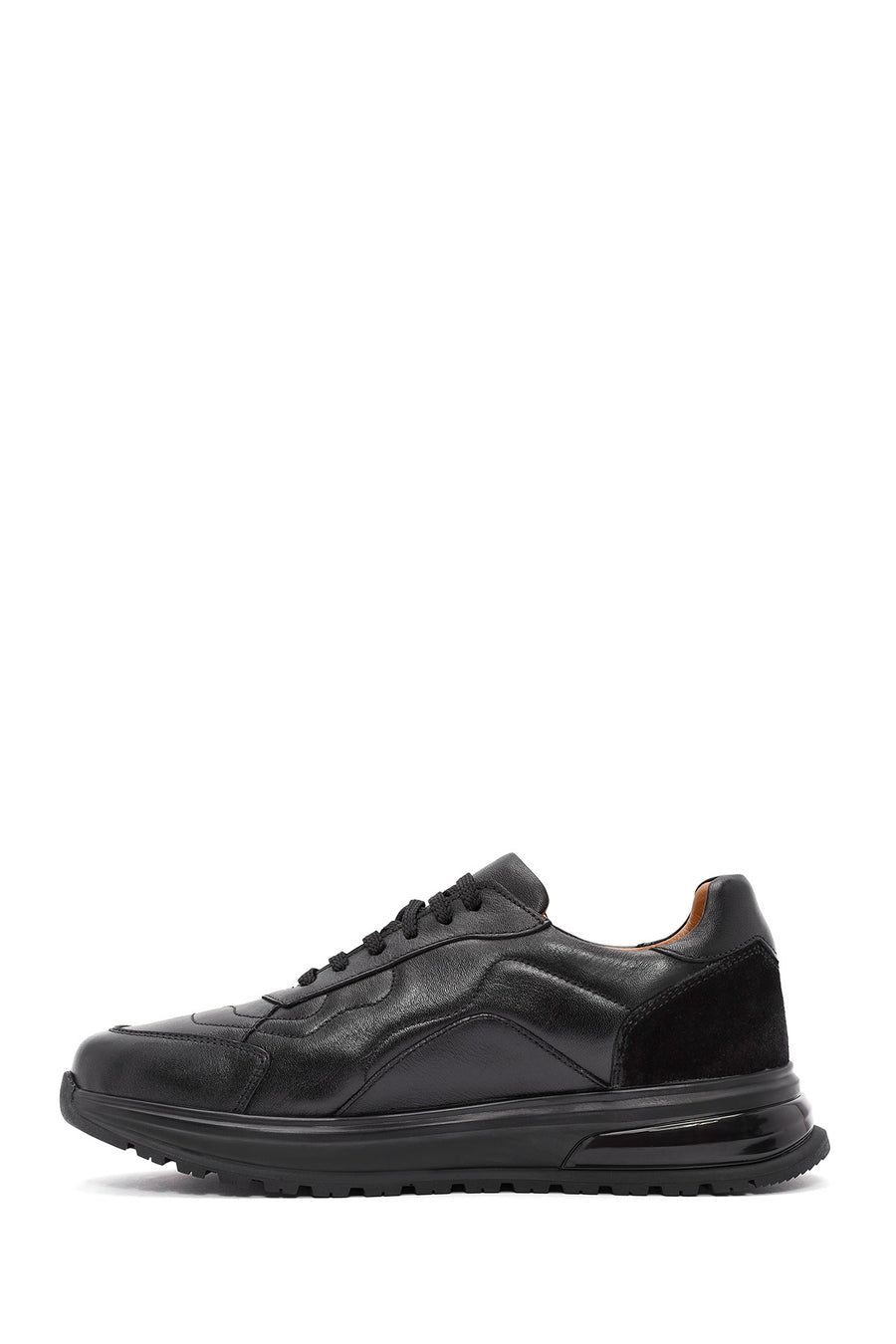 Men's Black Lace-up Leather Sneaker