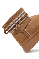 Women's Camel Thick-Soled Suede Leather Teddy Boot | Derimod