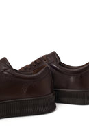 Erkek Kahverengi Bağcıklı Deri Sneaker | Derimod