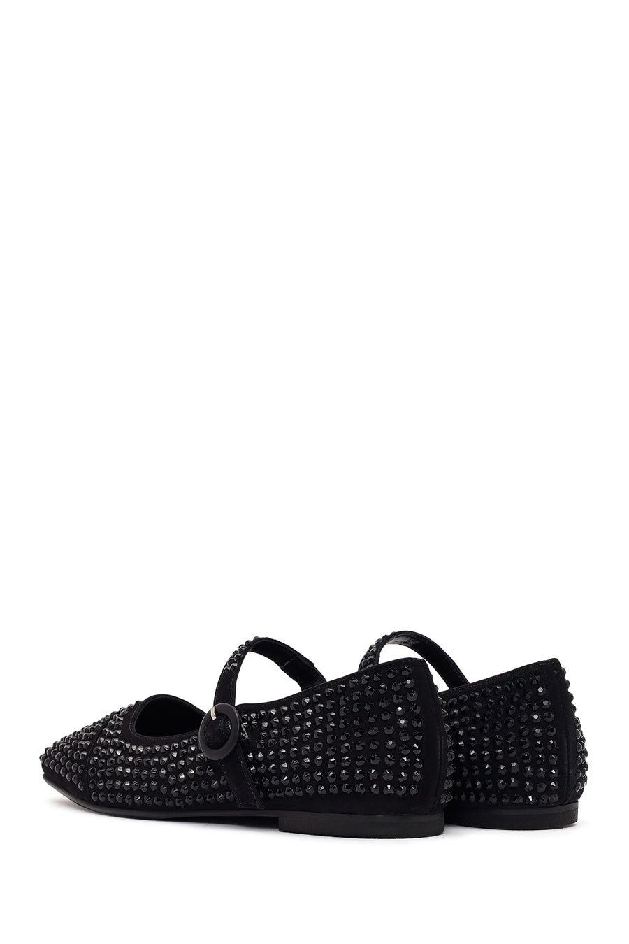 Women's Black Stone Leather Ballerinas