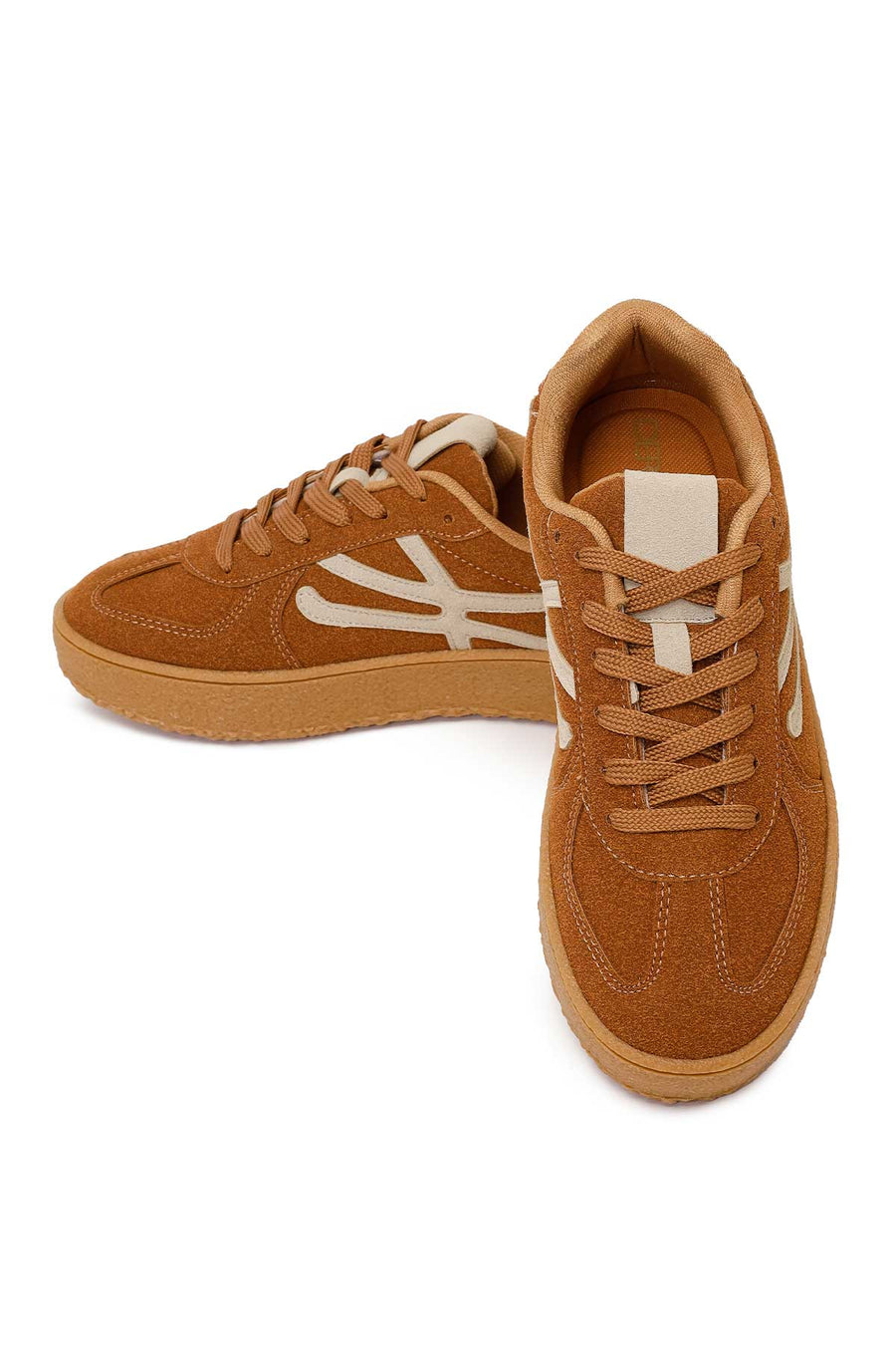 Kadın Taba Bağcıklı Süet Sneaker