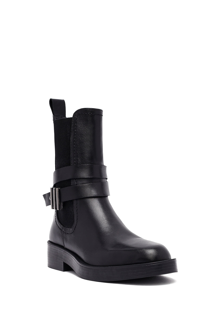Women's Black Zippered Leather Boots