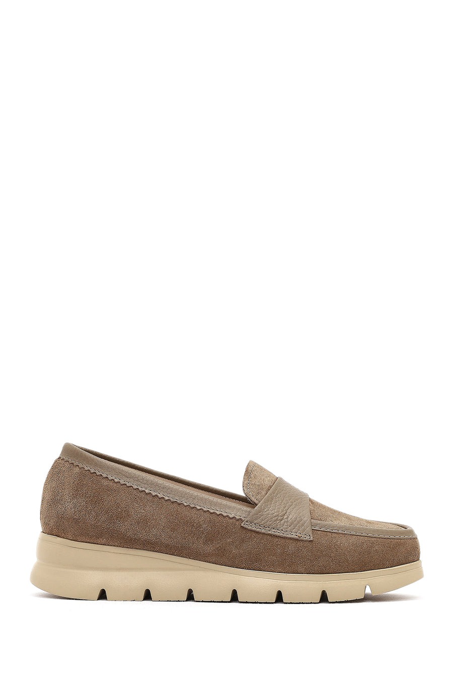 Women's Mink Thick-Soled Suede Leather Comfort Loafer 25AFD154110 | Derimod