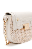 Women's Cream Long Strap Braided Mini Crossbody Bag | Derimod