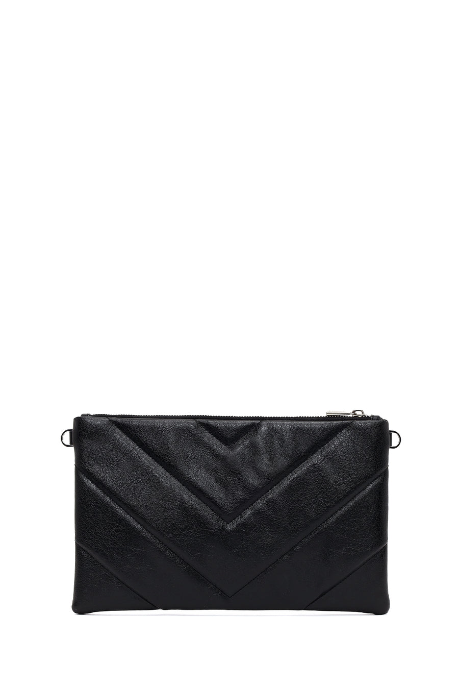Woman Black Chain-Strap Patterned Clutch Bag