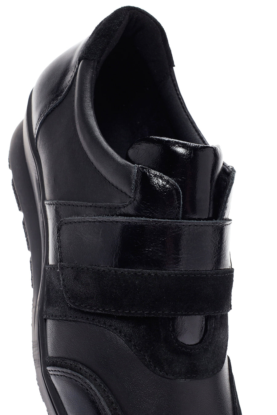 Women's Black Wedge Heeled Leather Comfort Shoes