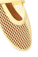 Woman Yellow Mesh Ballerine Shoes | Derimod