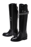 Women's Black Zippered Buckle Detailed Leather Boots | Derimod