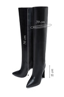 Women's Black Leather Heeled Boots | Derimod