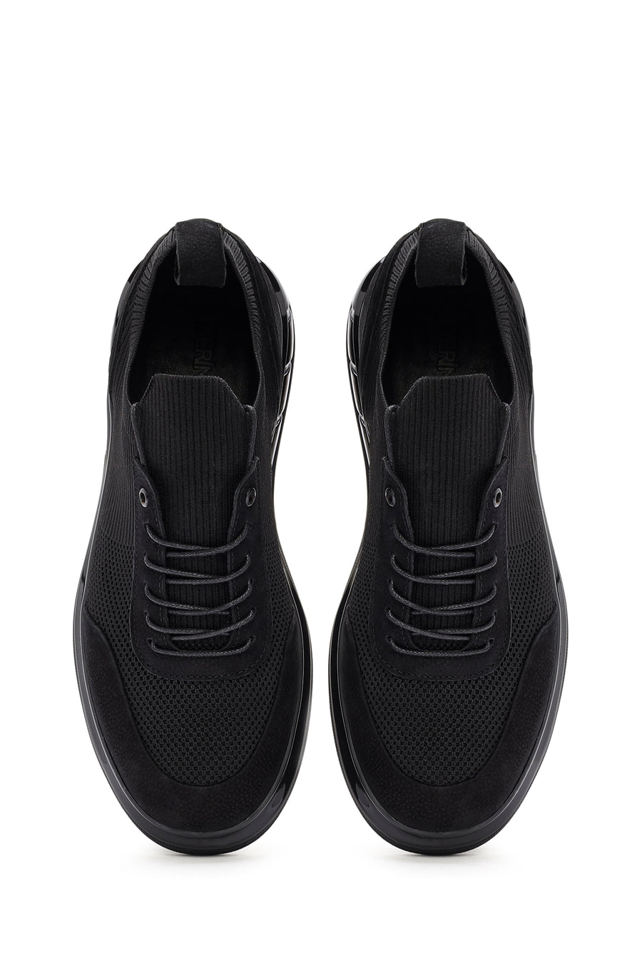 Erkek Siyah Kalın Tabanlı Bağcıklı Kumaş Sneaker