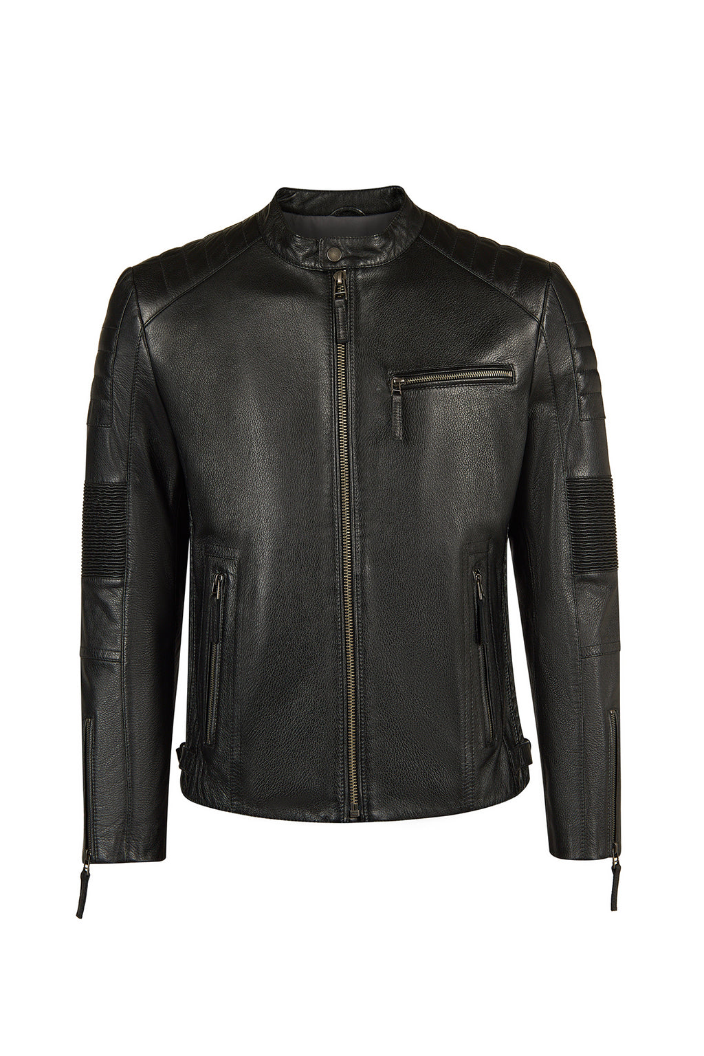 Lavine Erkek Siyah Slim-Fit Deri Ceket