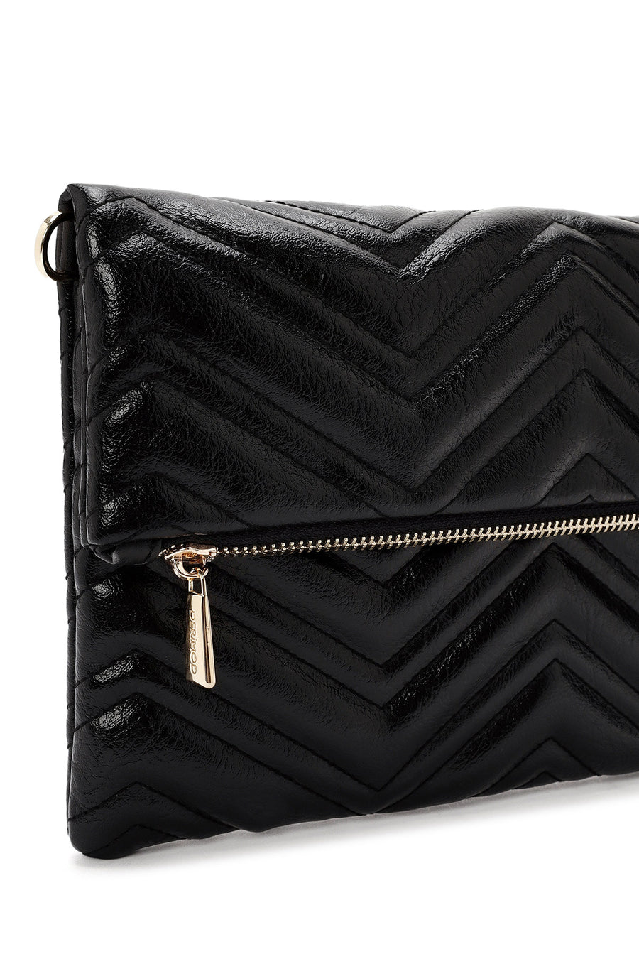 Women's Black Long Chain Strap Quilted Clutch Bag