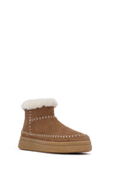 Woman Mink Zip Closure Thick-Soled Suede Teddy Boots | Derimod