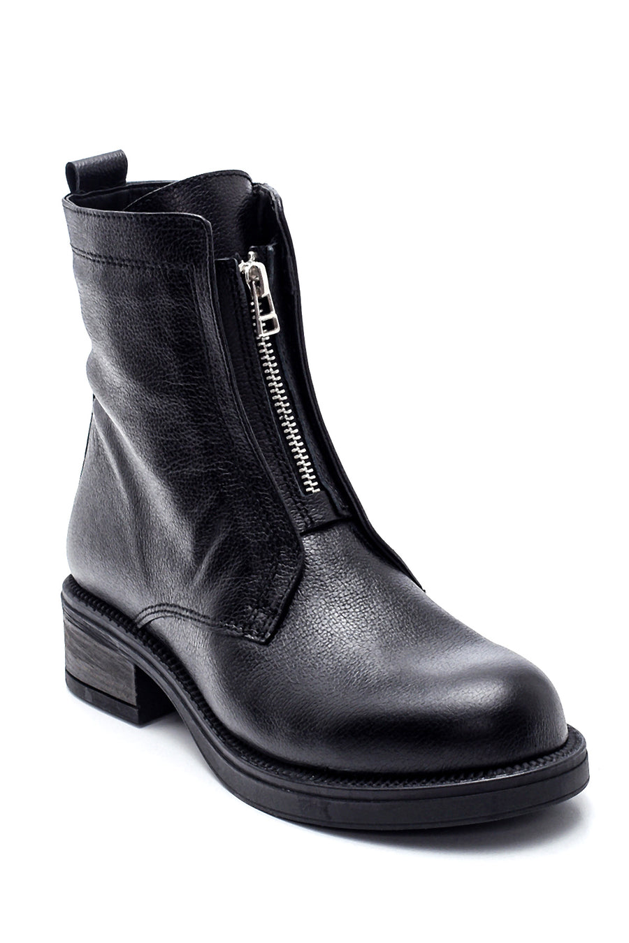 Women's Leather Zipper Detailed Boots