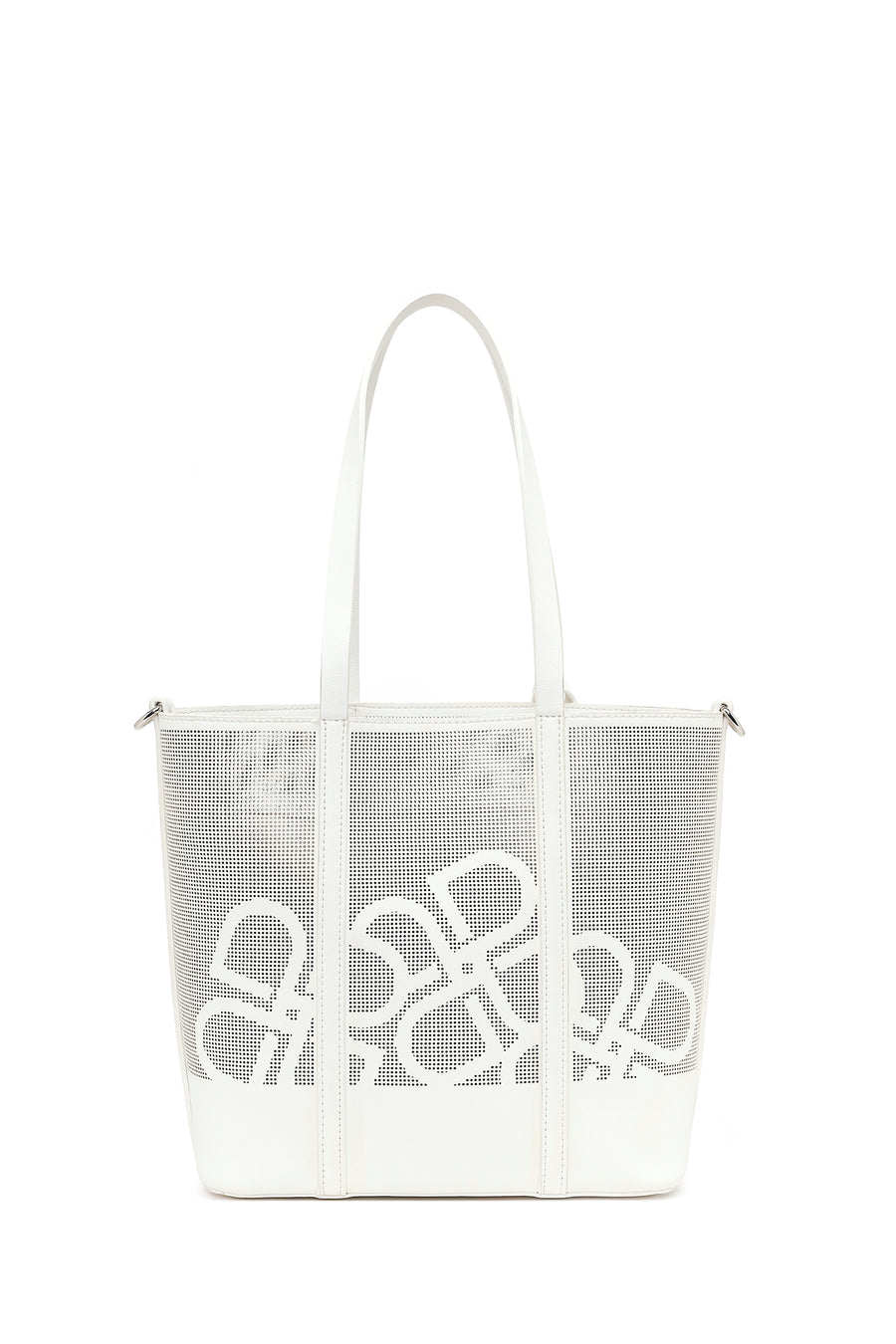 Woman White Long-Strap Printed Shoulder Bag