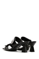 Women's Black Thick Heel Crocodile Slippers | Derimod