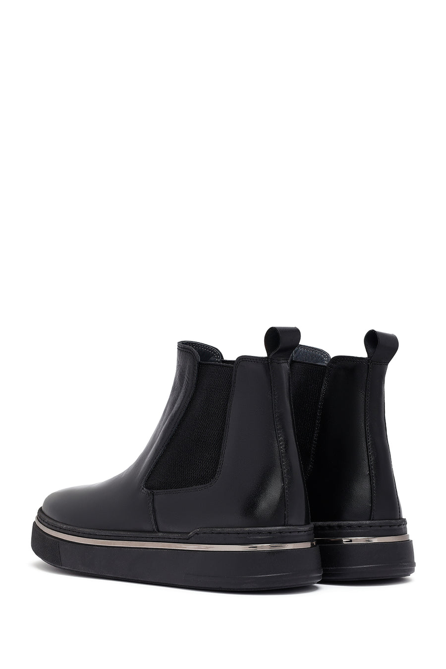 Men's Black Thick Sole Leather Chelsea Boots