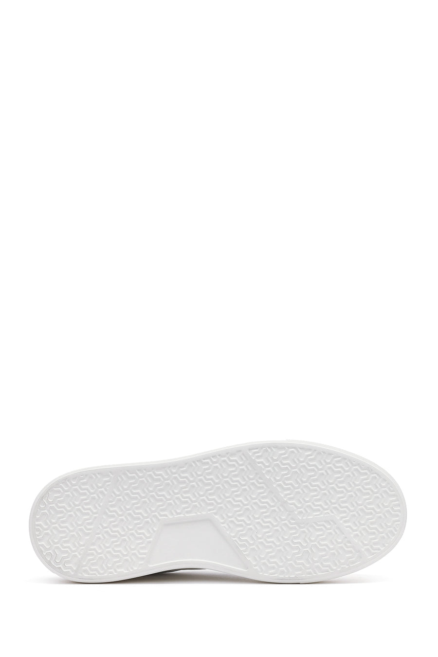 Men's White Lace-up Thick-Sole Leather Sneaker