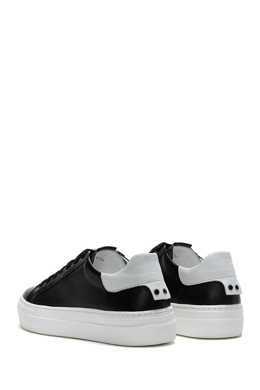 Women's Black Lace-Up Leather Sneaker
