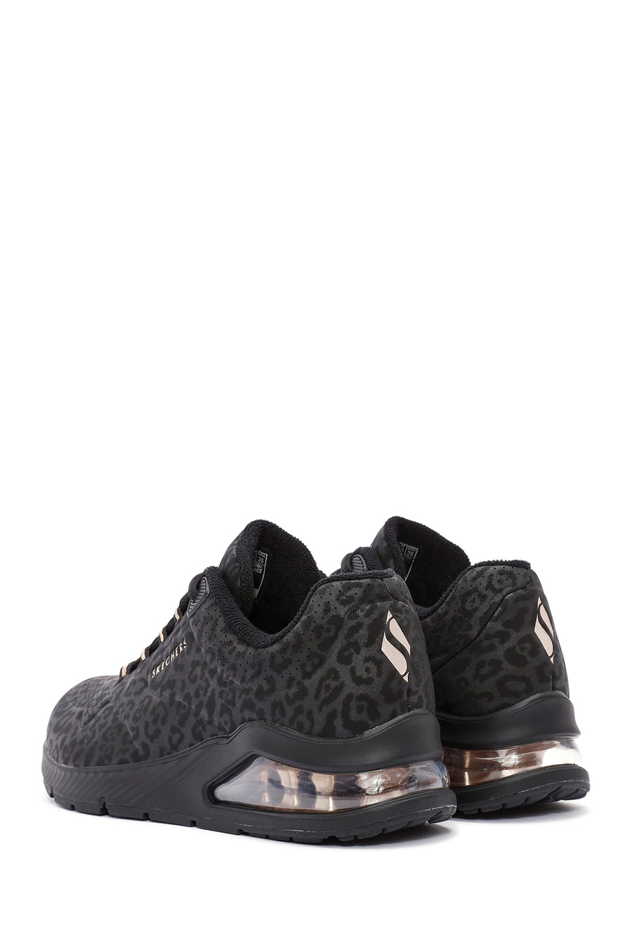 Skechers Kadın Siyah Leopar Desenli Bağcıklı Sneaker