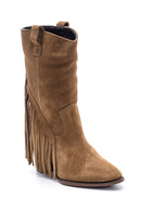 Women's Suede Leather Tasseled Boots | Derimod