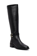 Women's Black Zippered Leather Boots | Derimod