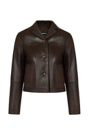 Jill Woman Brown Short Leather Jacket | Derimod