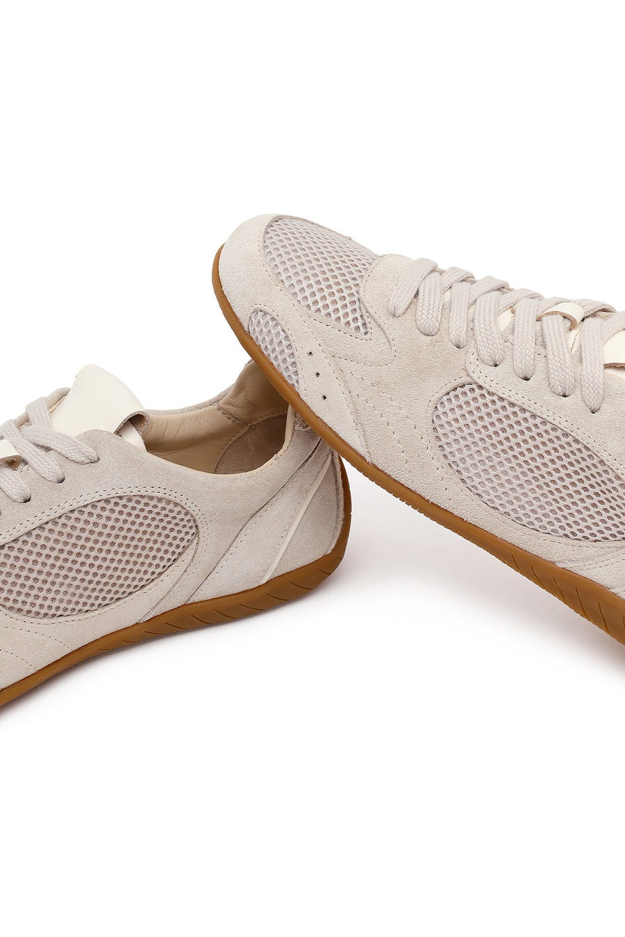 Woman Beige Lace-Up Suede Leather Sneaker