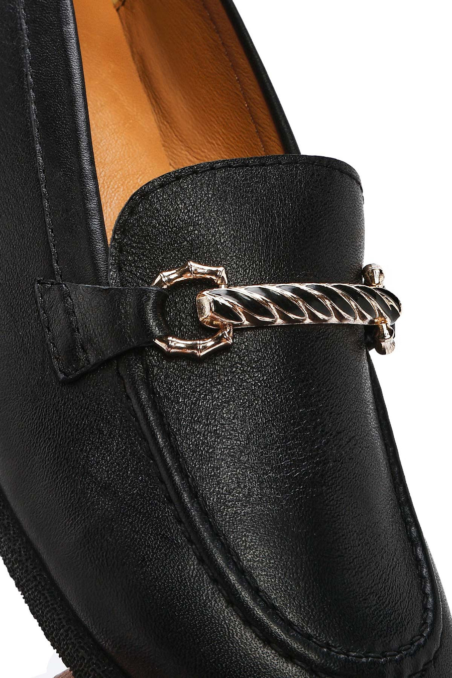 Women's Black Buckle Leather Loafer