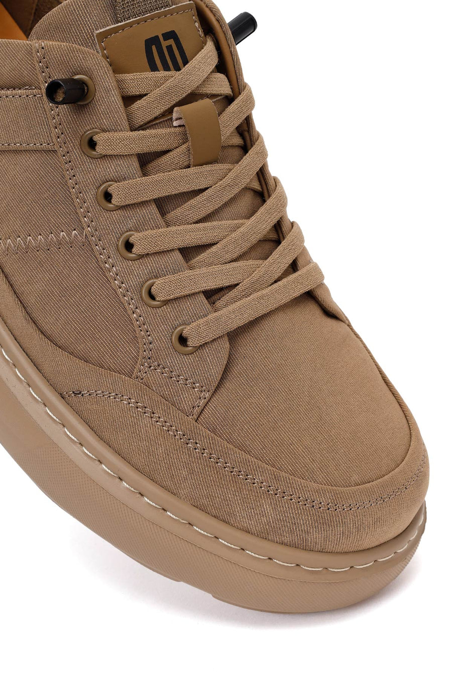 Derimod Zero Male Beige Lace-Up Thick-Soled Fabric Sneaker