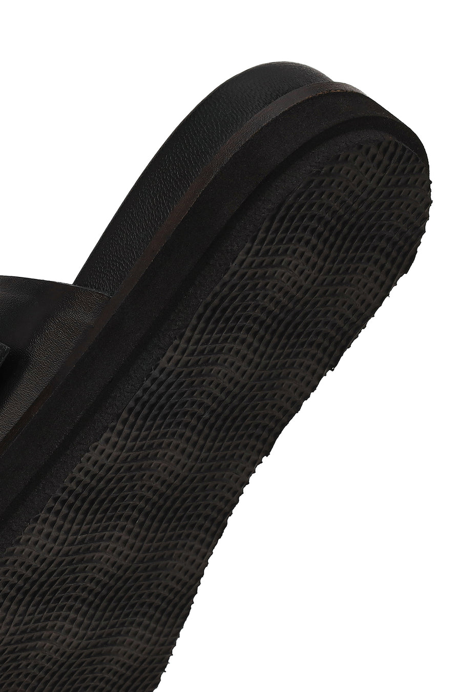 Women's Black Double Buckled Leather Slippers