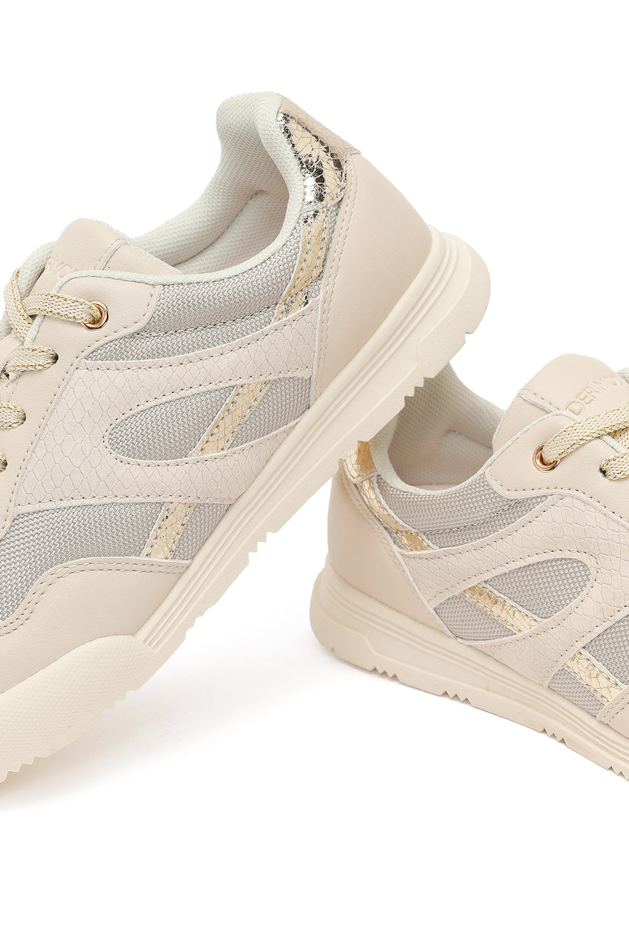 Women's Beige Lace-Up Sneakers