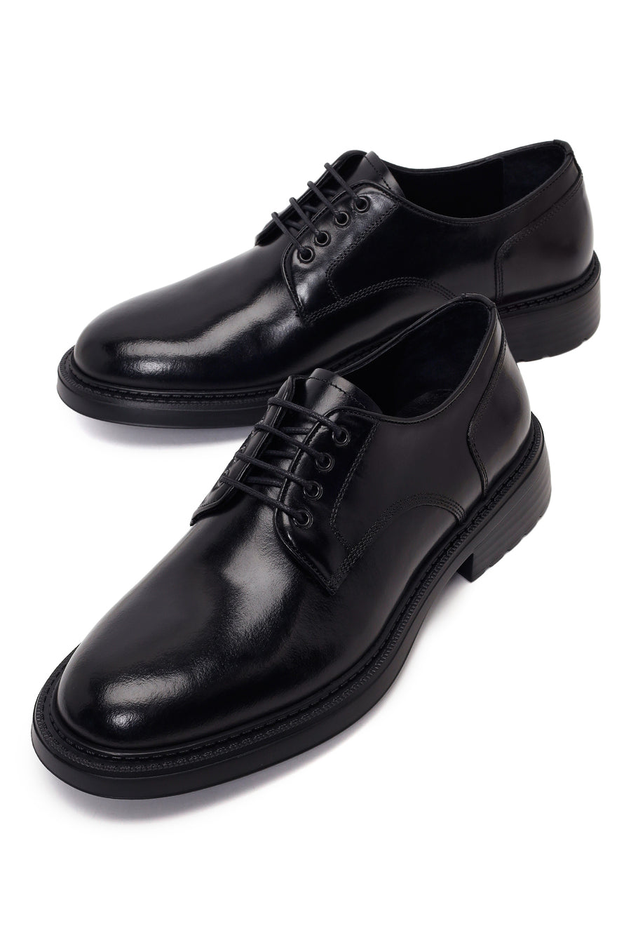 Male Black Lace-up Leather Casual Shoes