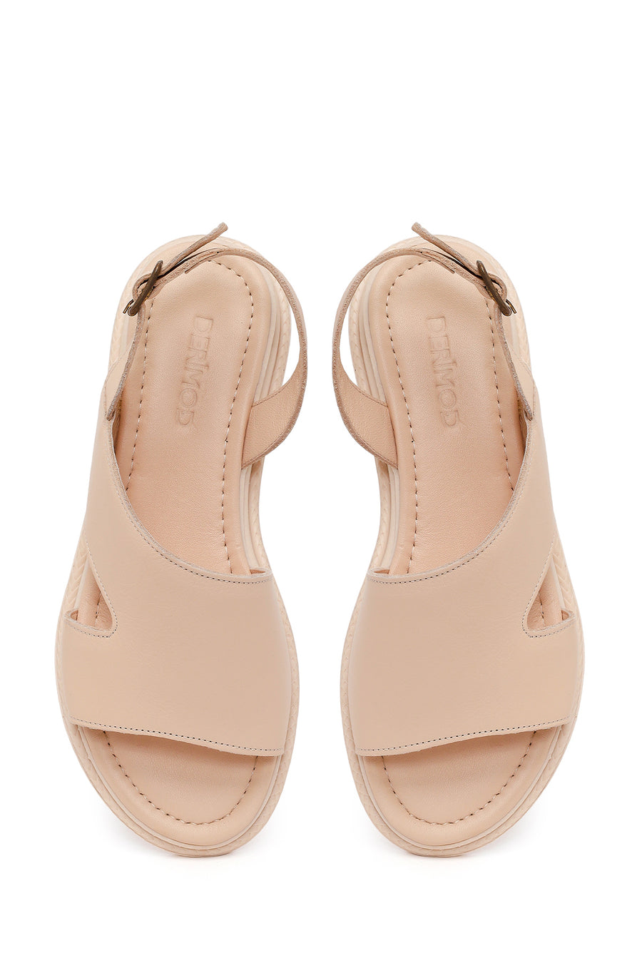 Woman Beige Buckled Leather Sandal