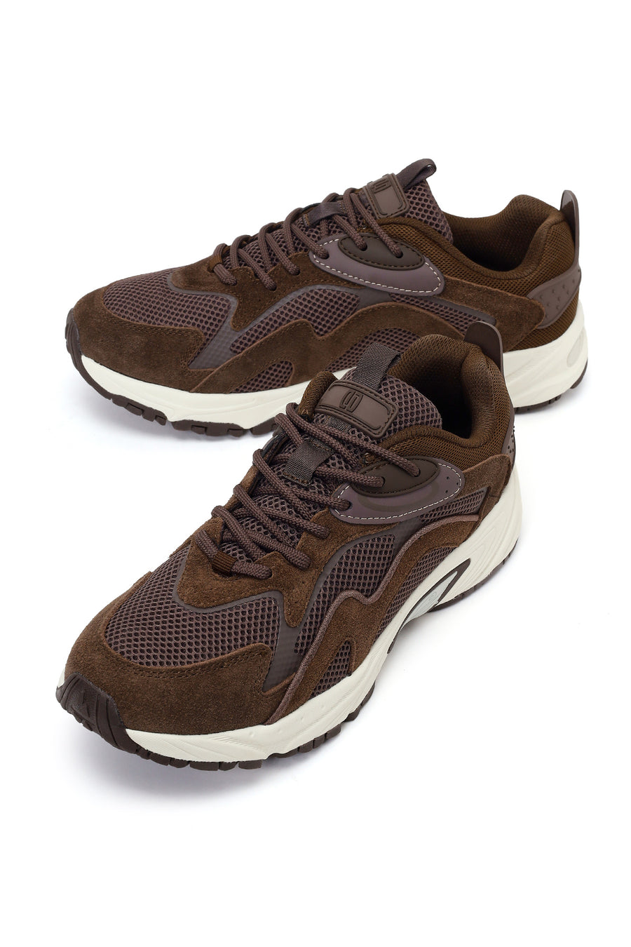 Erkek Kahverengi Bağcıklı Kalın Tabanlı Deri Sneaker