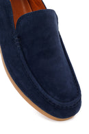 Male Navy Suede Leather Loafer | Derimod