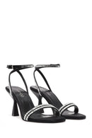 Women's Black Ankle Buckle Stoned Thin Heel Sandals | Derimod
