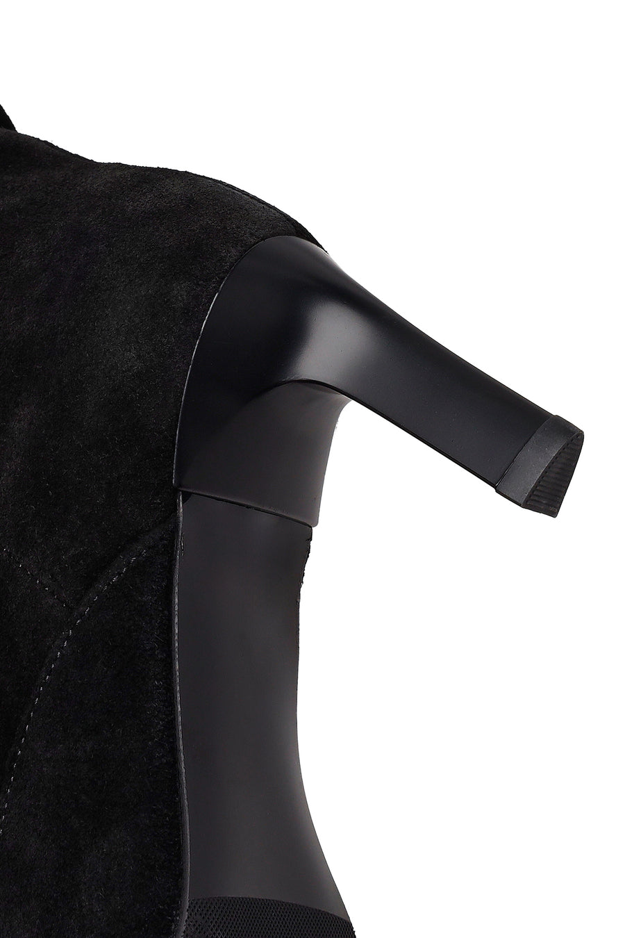 Woman Black Thin High-Heeled Suede Boots