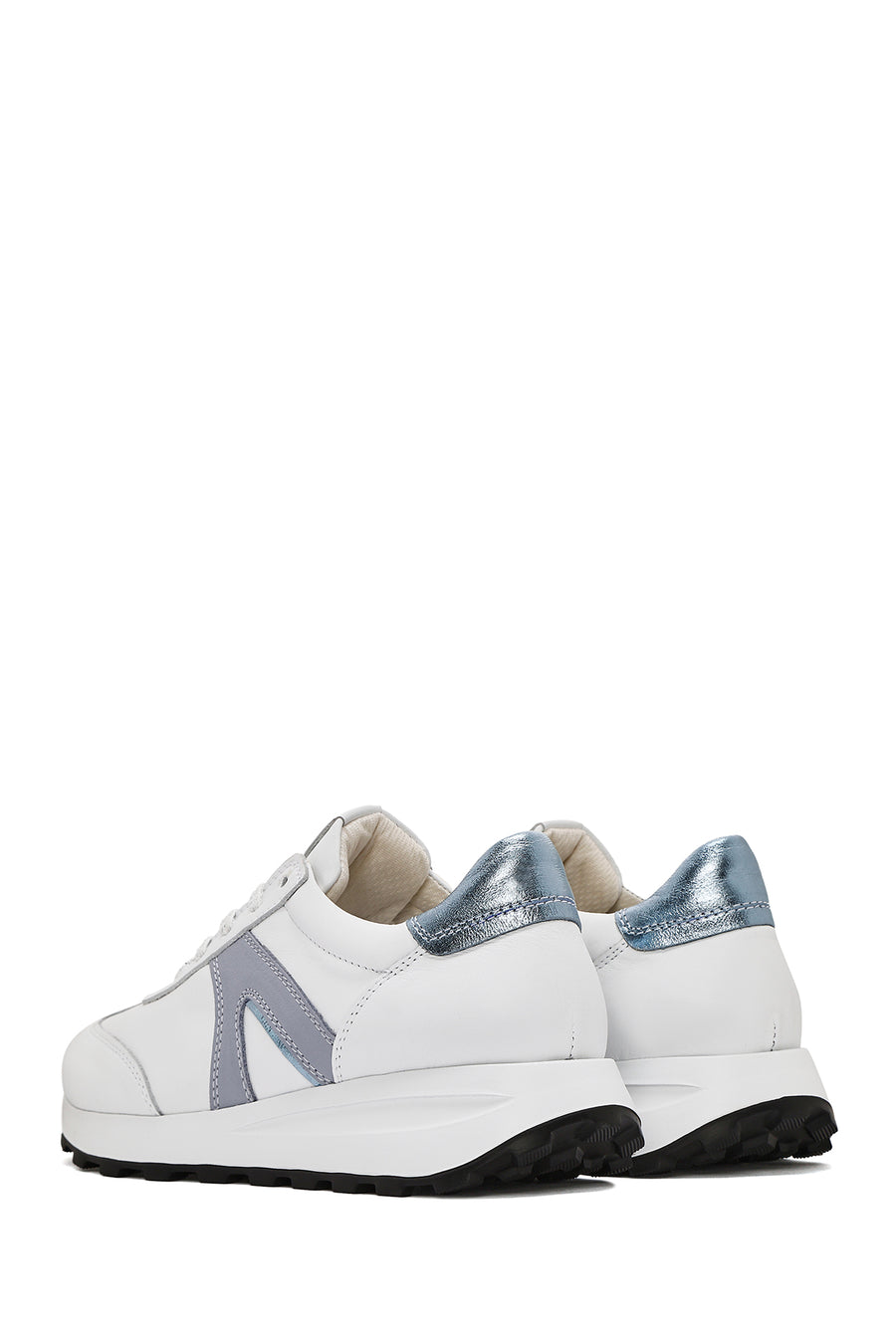 Women's White Lace-Up Leather Sneaker