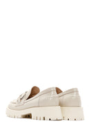 Women's Beige Leather Buckle Loafer | Derimod