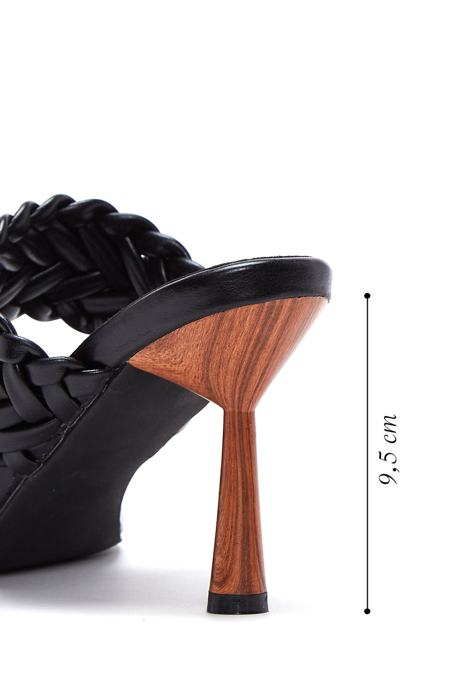 Women's Black Braided Heeled Slippers