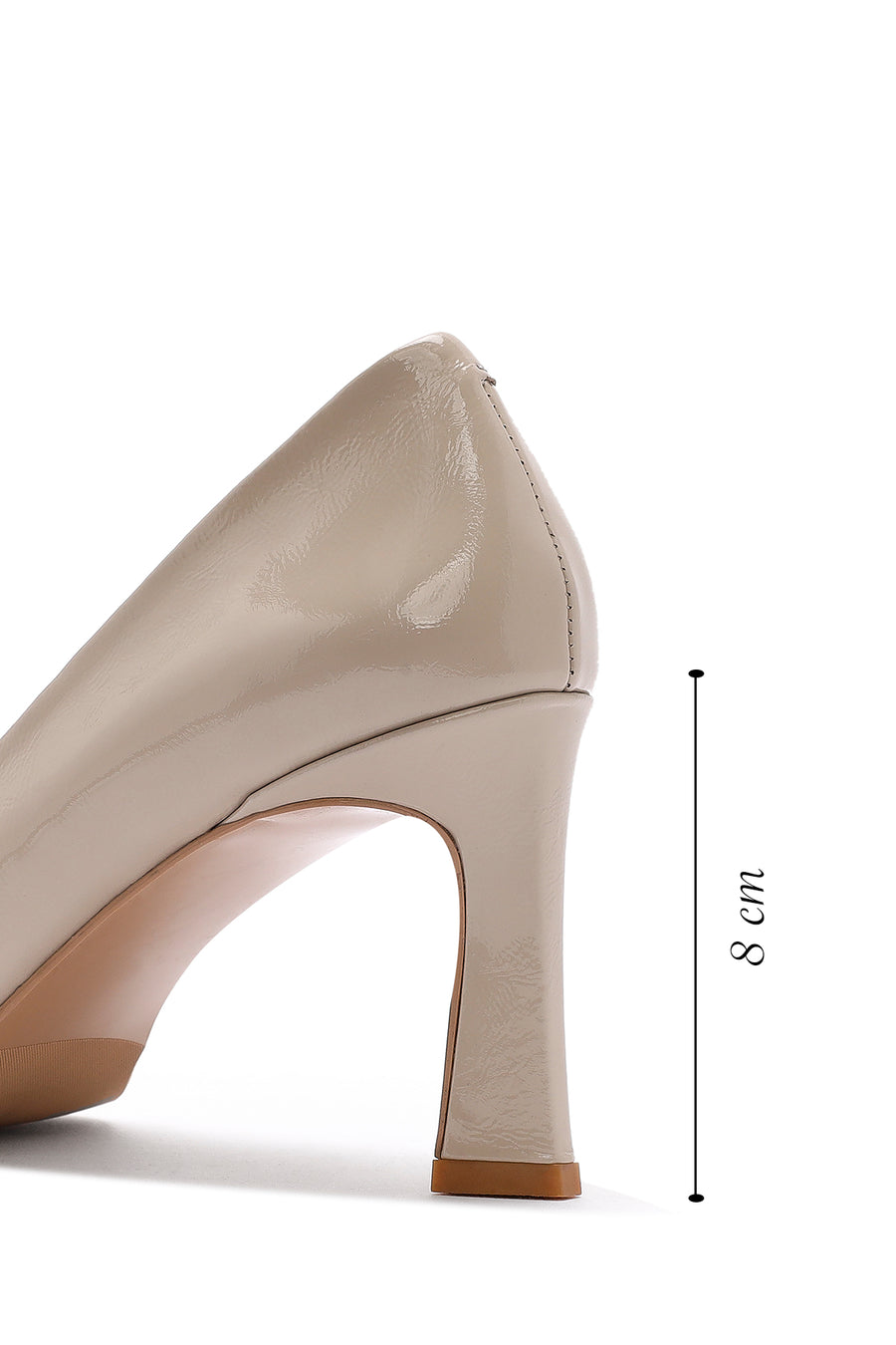 Women's Beige Heeled Patent Leather Stiletto