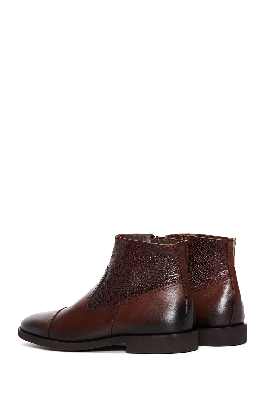 Men's Brown Leather Classic Zipper Boots