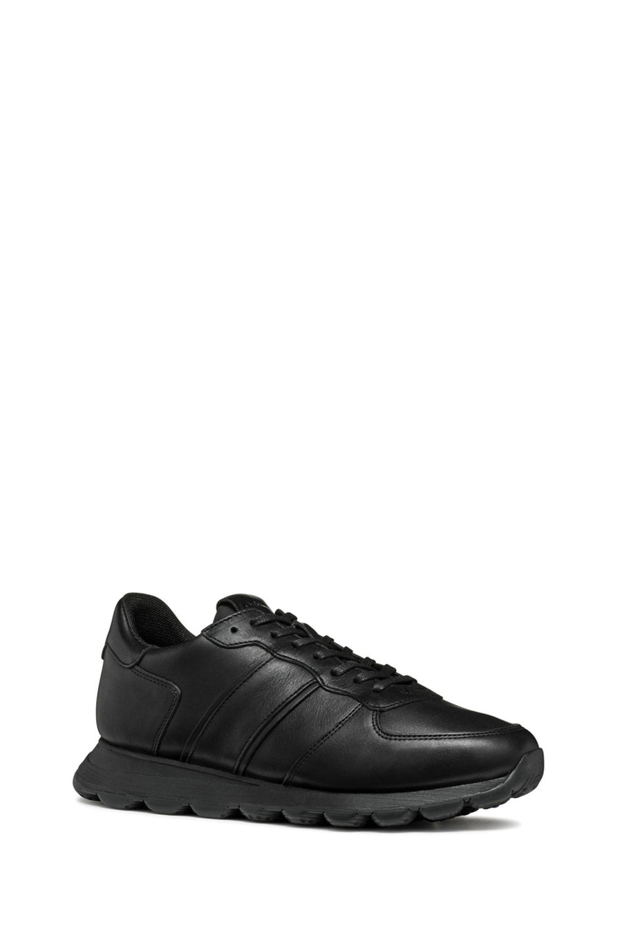 Geox Men's Black Lace-Up Leather Sneakers