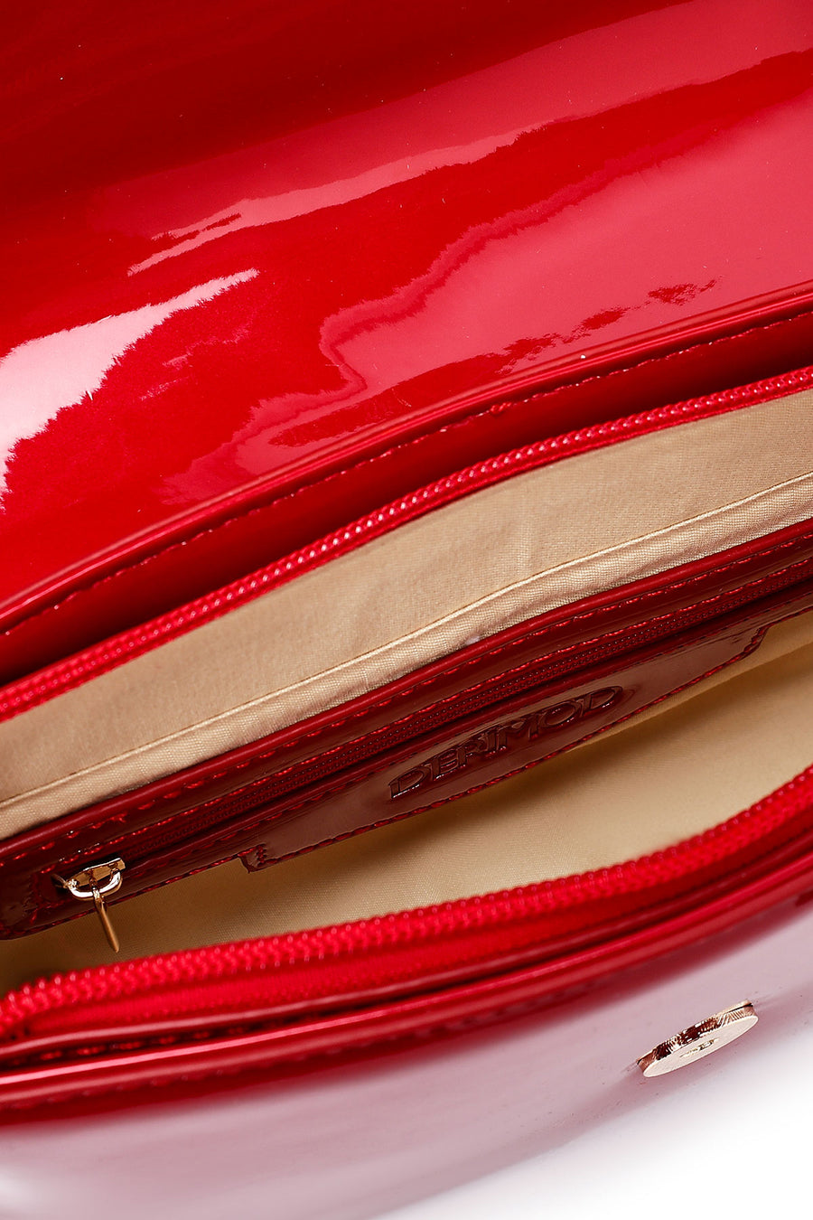 Women's Red Long Strap Patent Leather Crossbody Bag