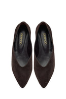 Woman Brown Suede Leather Babet | Derimod