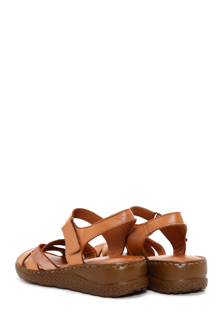 Women's Tan Ankle Strap Leather Comfort Sandals