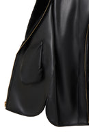 Artesina Women's Black Hooded Teddy Leather Coat | Derimod
