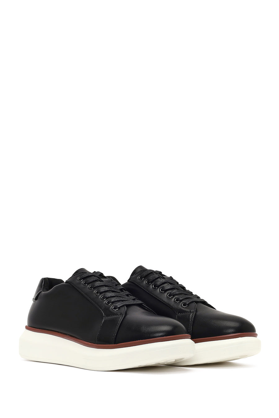Men's Black Lace-Up Thick-Soled Sneaker