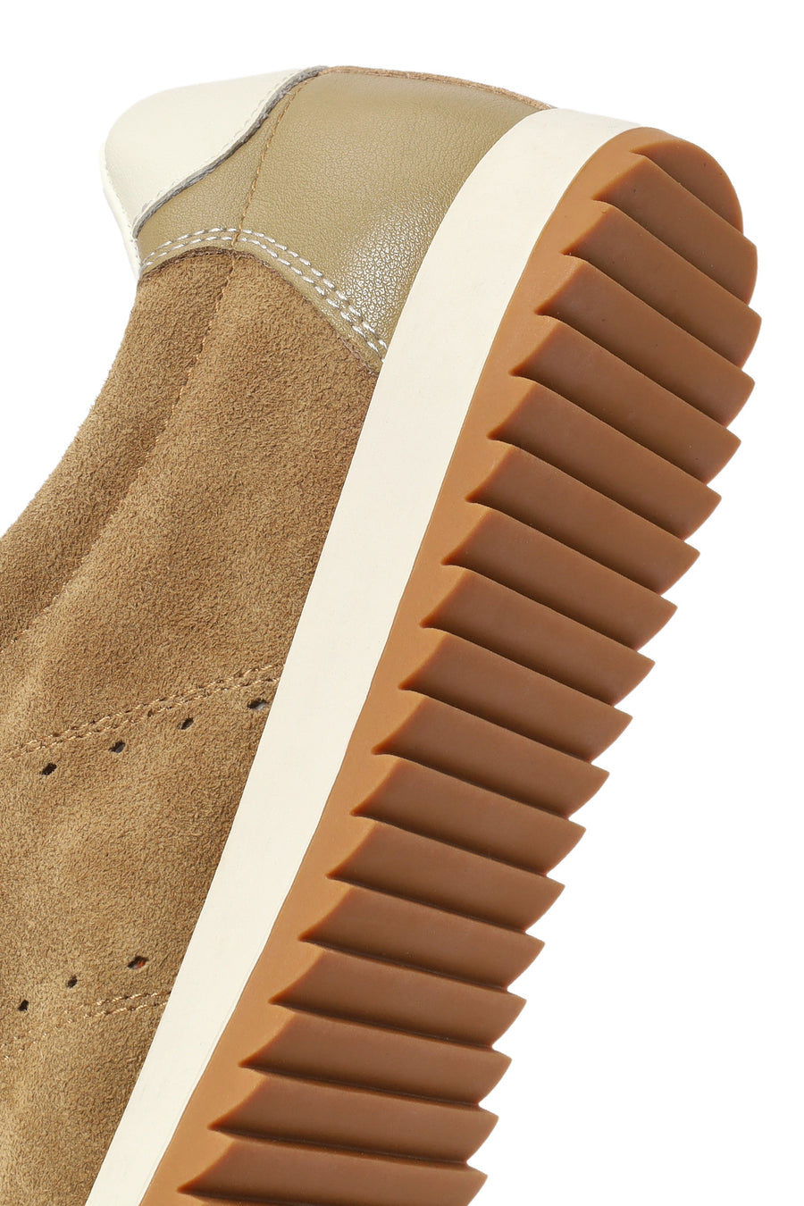 Women's Beige Lace-Up Suede Leather Sneaker